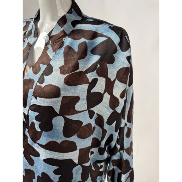 Nic+Zoe Swirling Sky Top Style F221632 Blue & Brown Abstract Print Blouse XL 100 - Picture 8 of 16